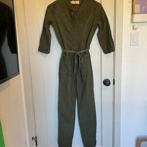 Cotelac Olive Green Snap-front Jumpsuit LIKE NEW sz 0